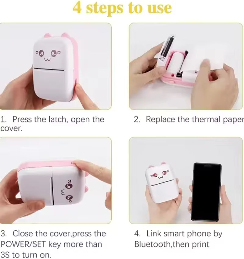 Portable Mini Thermal Printer – BT/Wireless Document & Photo Print Anywhere