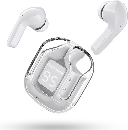 T6 Crystal Wireless Earphones with LED Display & Bluetooth 5.3