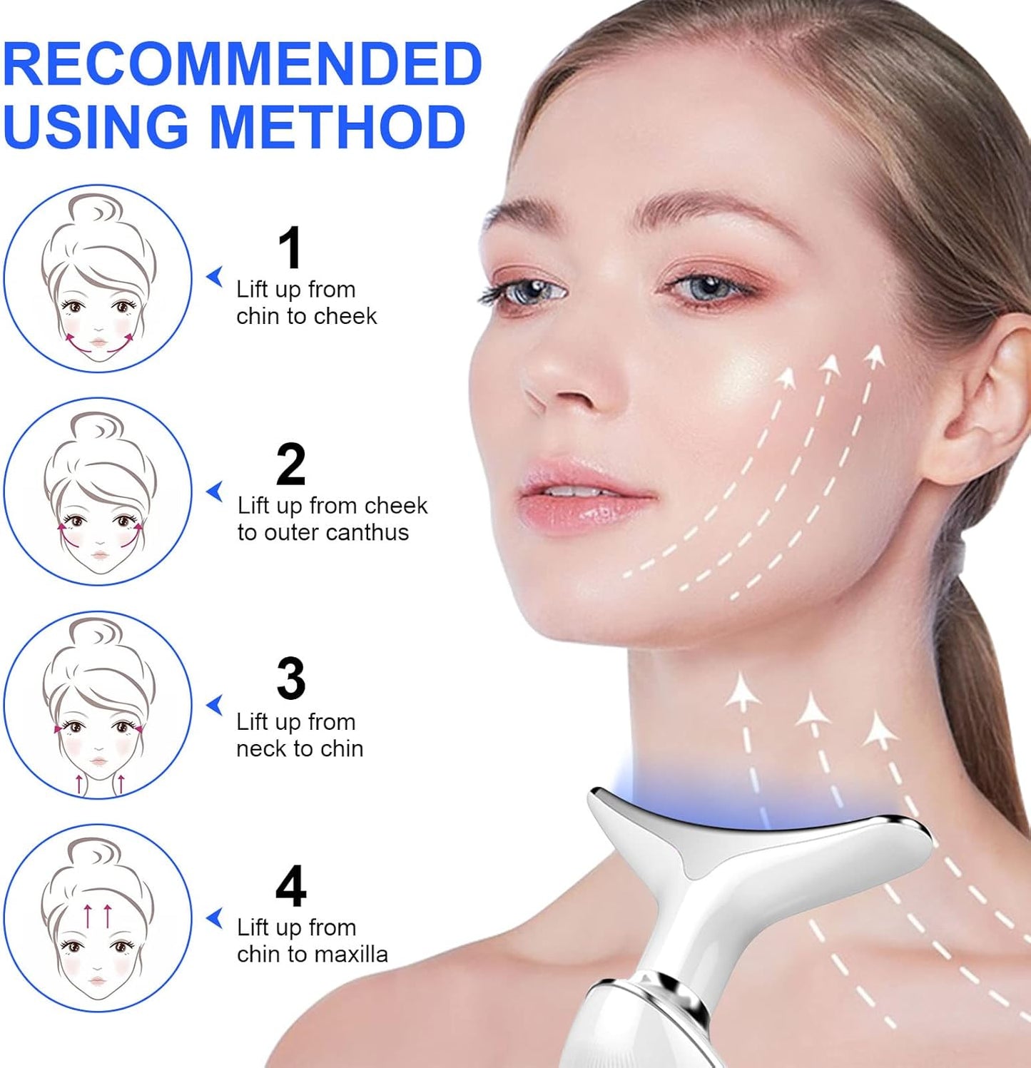 Anti Wrinkle Beauty Apparatus – Neck & Face Lifting Device with EMS & LED