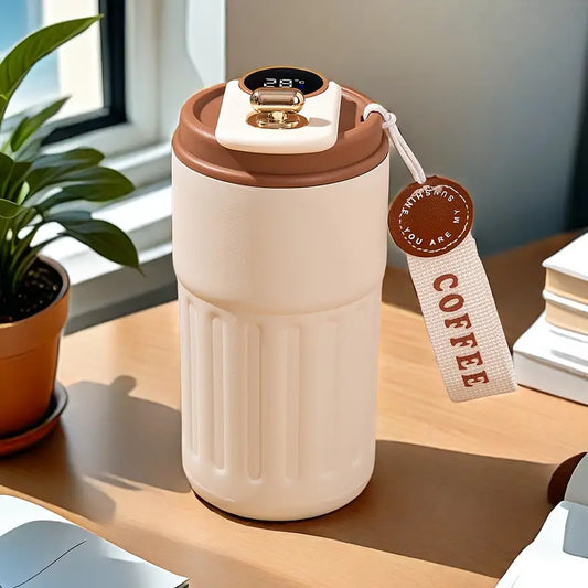 Smart Temperature Display Travel Mug – Stainless Steel Insulated Cup with Leak-Proof Lid