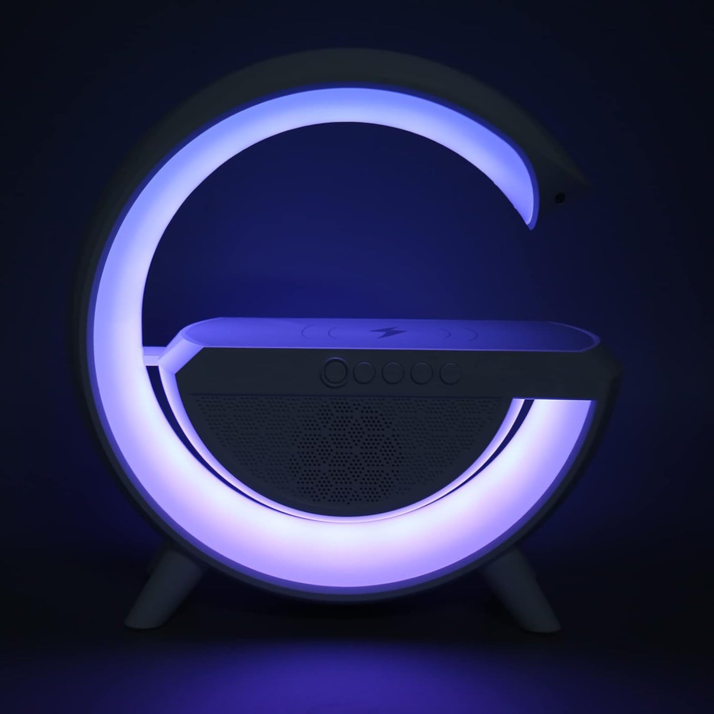 Multi-functional LED Atmosphere Lamp with Wireless Charger, Speaker & Clock