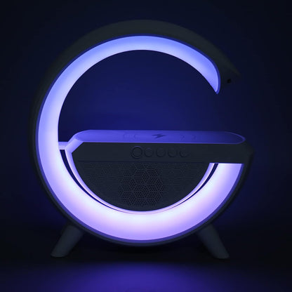 Multi-functional LED Atmosphere Lamp with Wireless Charger, Speaker & Clock