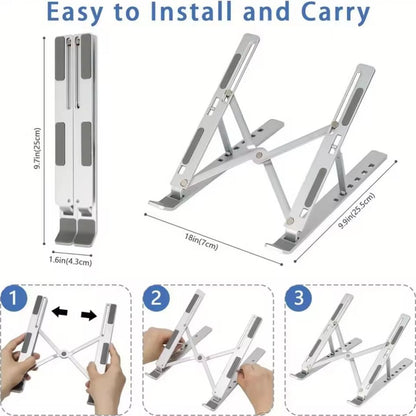 Adjustable Foldable Laptop Stand – Portable 6-Level ABS Holder for Laptops & Tablets