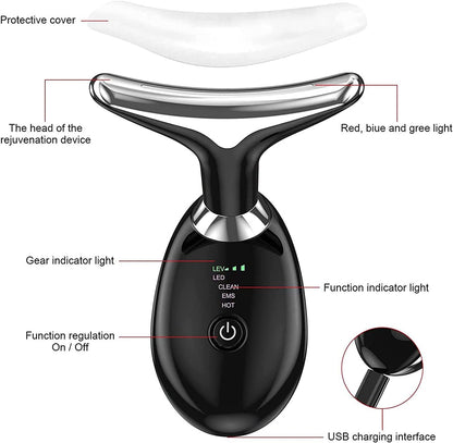 Anti Wrinkle Beauty Apparatus – Neck & Face Lifting Device with EMS & LED