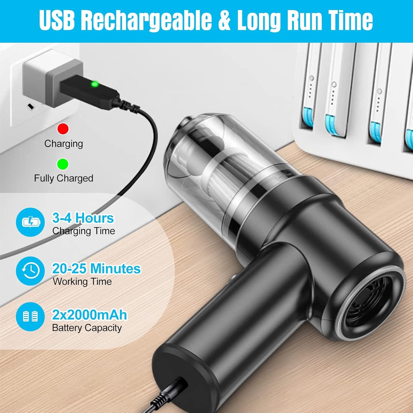 Mini Handheld Vacuum for Car & Home – Dual Attachments