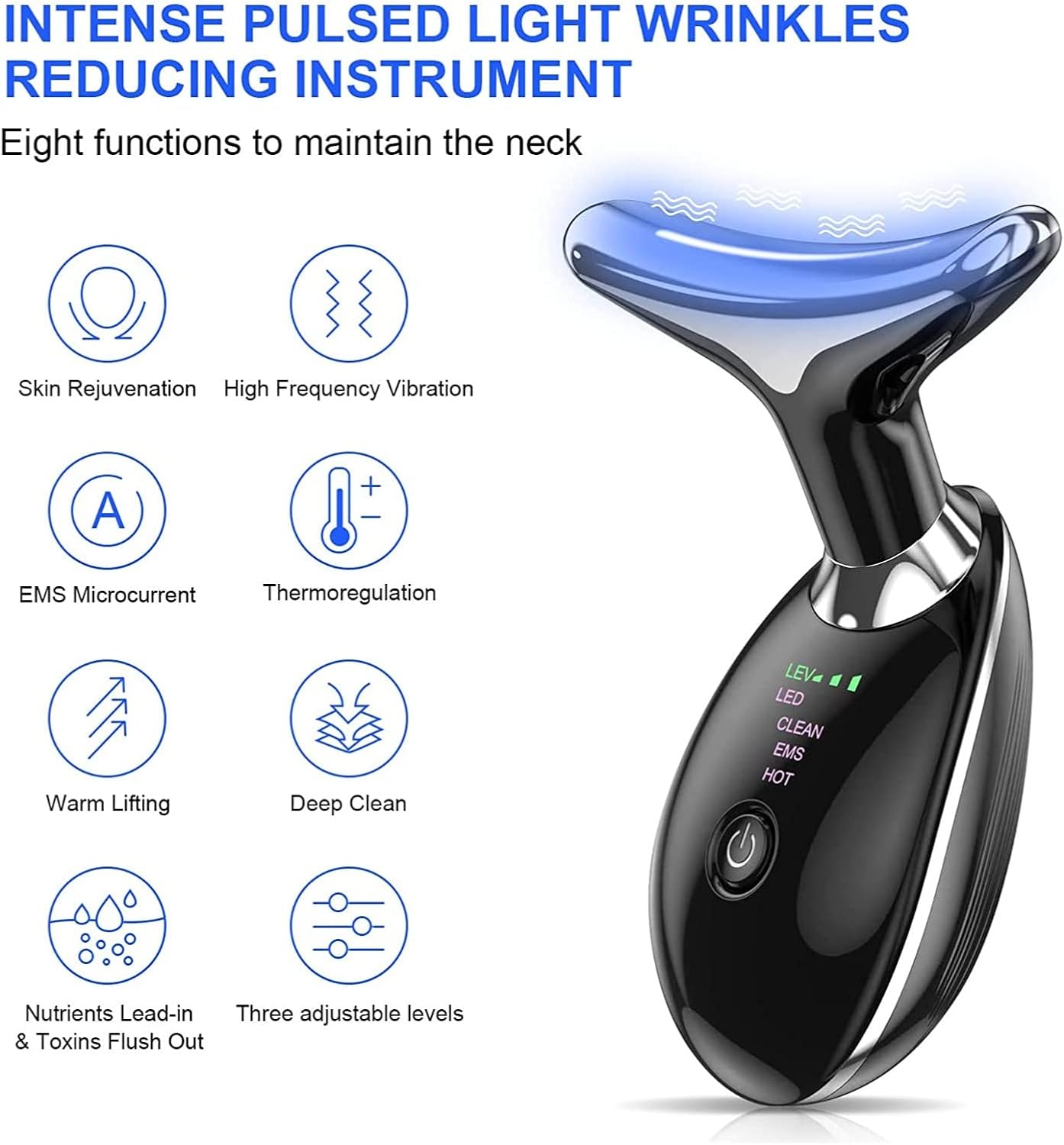 Anti Wrinkle Beauty Apparatus – Neck & Face Lifting Device with EMS & LED