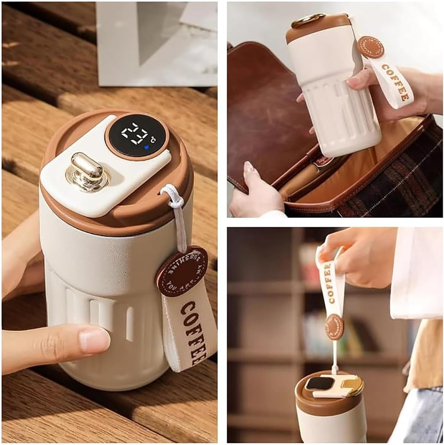 Smart Temperature Display Travel Mug – Stainless Steel Insulated Cup with Leak-Proof Lid