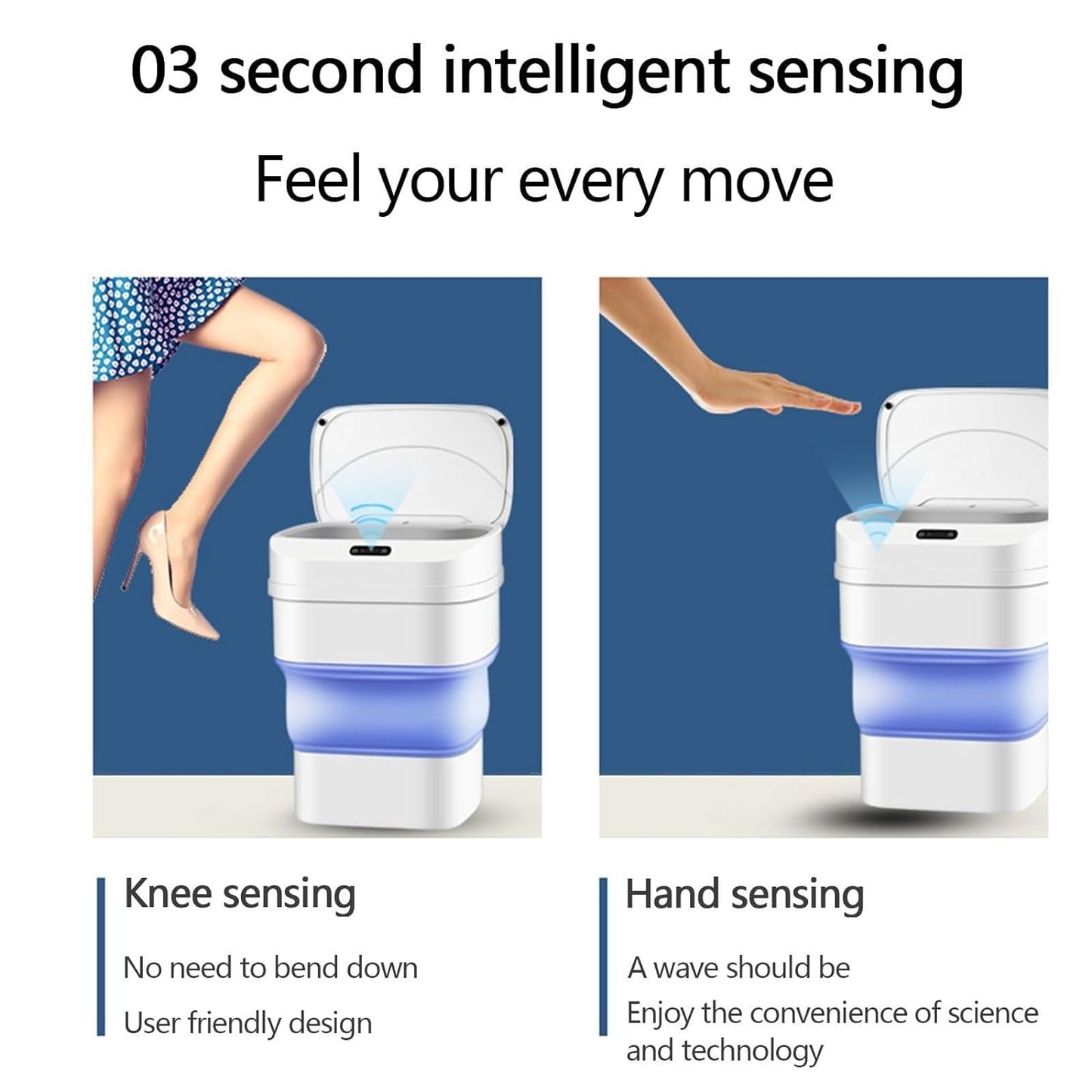 Smart Sensor Folding Infrared Trash Can – Touchless, Space‑Saving & Stylish