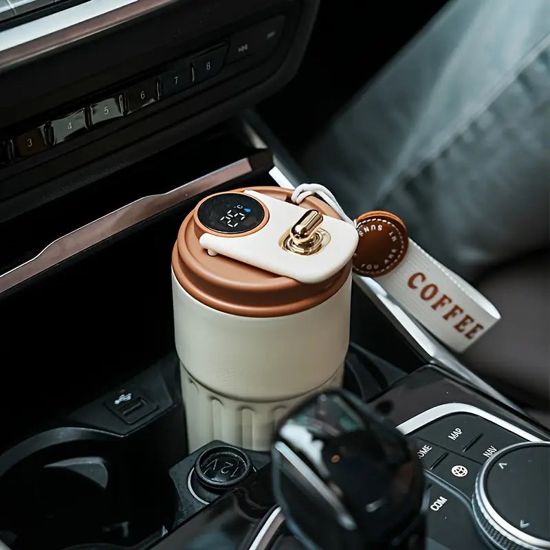 Smart Temperature Display Travel Mug – Stainless Steel Insulated Cup with Leak-Proof Lid