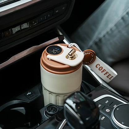 Smart Temperature Display Travel Mug – Stainless Steel Insulated Cup with Leak-Proof Lid