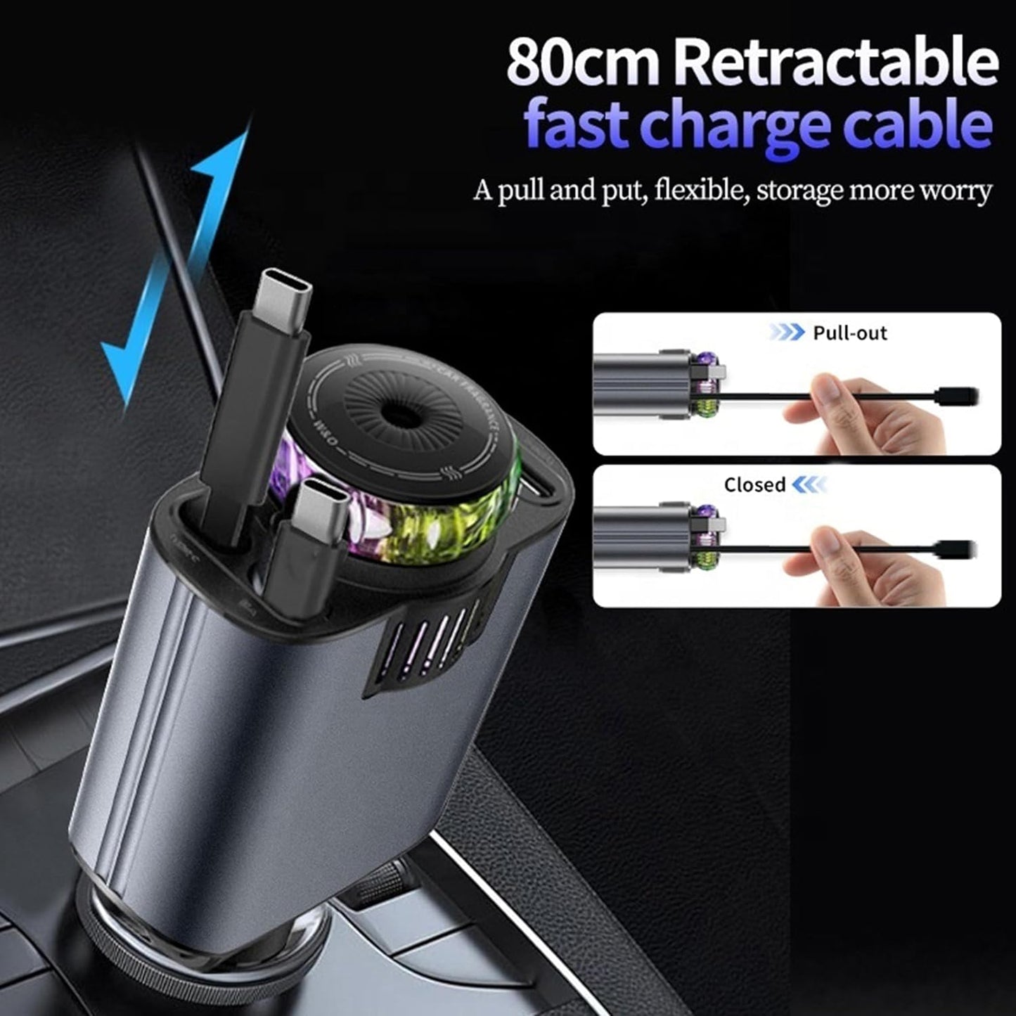 ⚡5-in-1 Starlight Car Charger – Power, Style & Freshness on the Go