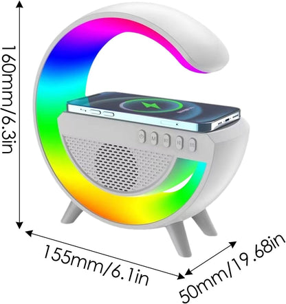 Multi-functional LED Atmosphere Lamp with Wireless Charger, Speaker & Clock