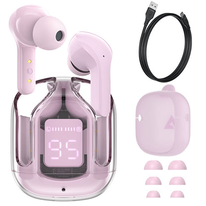 T6 Crystal Wireless Earphones with LED Display & Bluetooth 5.3