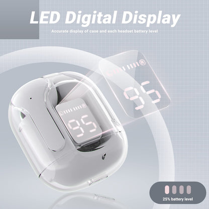 T6 Crystal Wireless Earphones with LED Display & Bluetooth 5.3