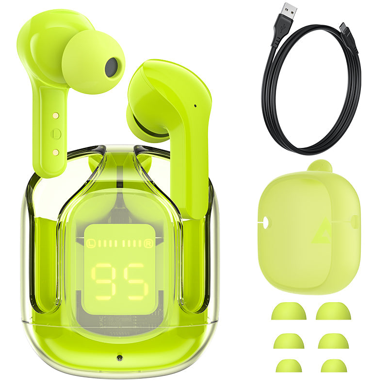 T6 Crystal Wireless Earphones with LED Display & Bluetooth 5.3