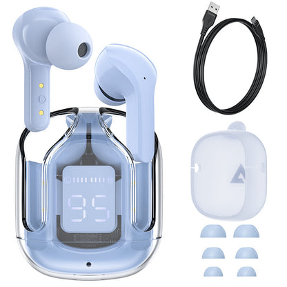 T6 Crystal Wireless Earphones with LED Display & Bluetooth 5.3