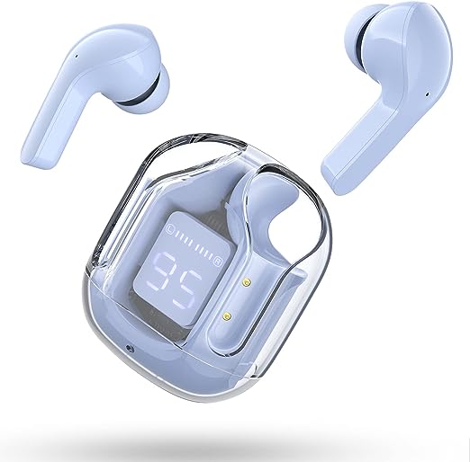T6 Crystal Wireless Earphones with LED Display & Bluetooth 5.3