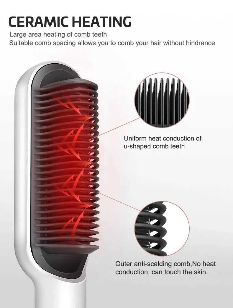 Electric Hair Straightening Comb with Temperature Control