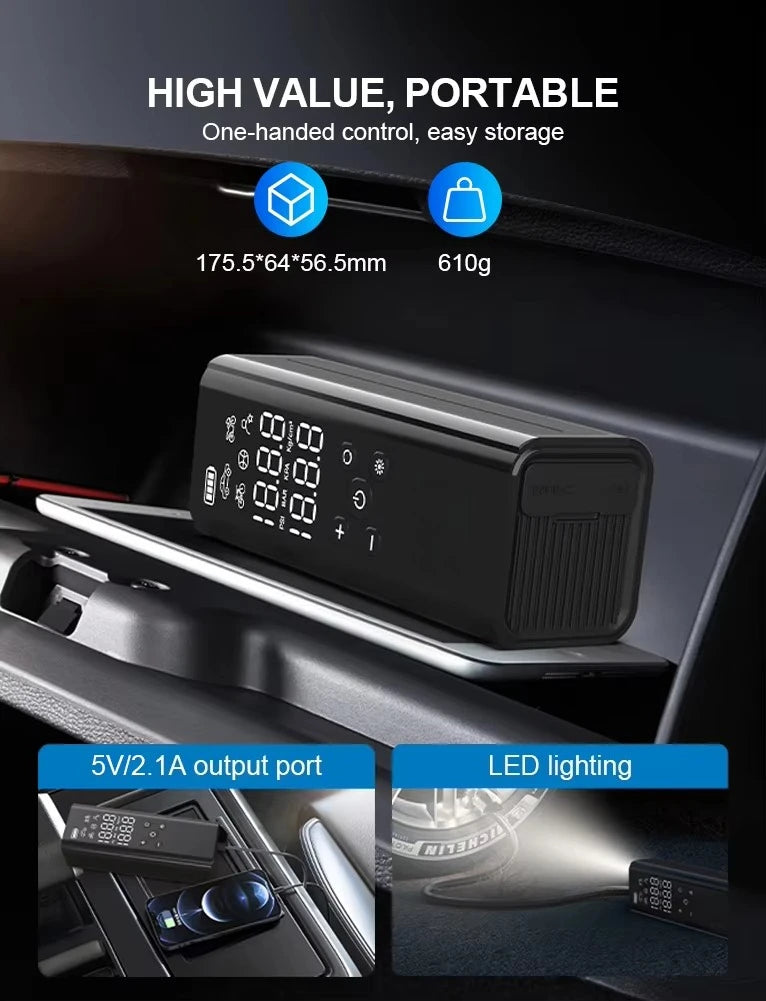 Multifunctional Air Pump – Fast & Portable Tire Inflator with LED Display