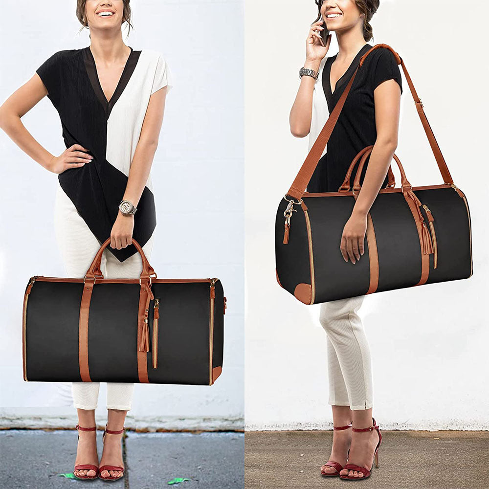 High Capacity Folding Travel Duffle – Waterproof Bag That Unfolds to Hang Clothes