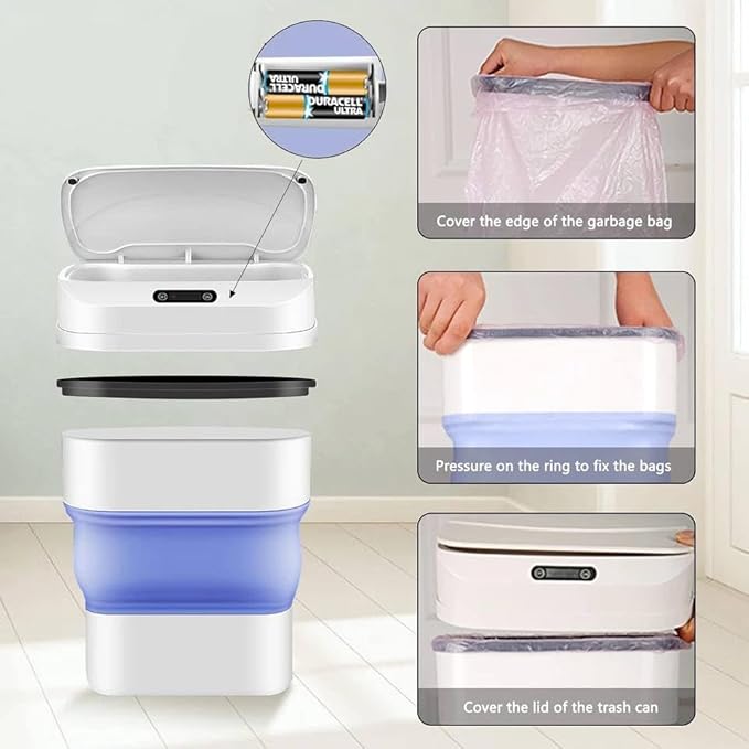 Smart Sensor Folding Infrared Trash Can – Touchless, Space‑Saving & Stylish