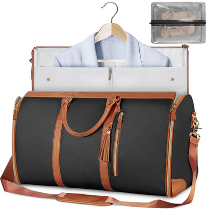 High Capacity Folding Travel Duffle – Waterproof Bag That Unfolds to Hang Clothes